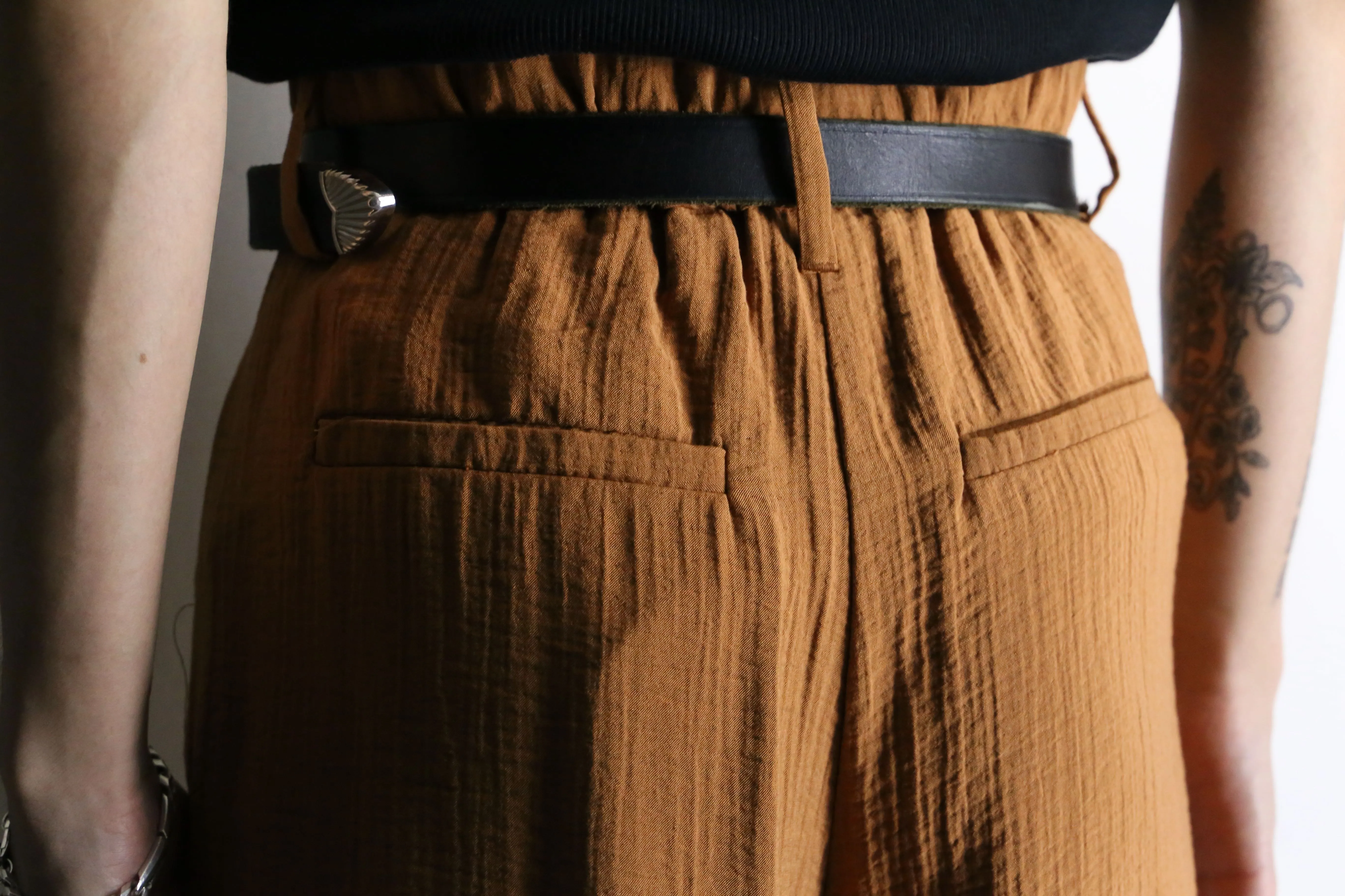 light brown rayon easy wide pants