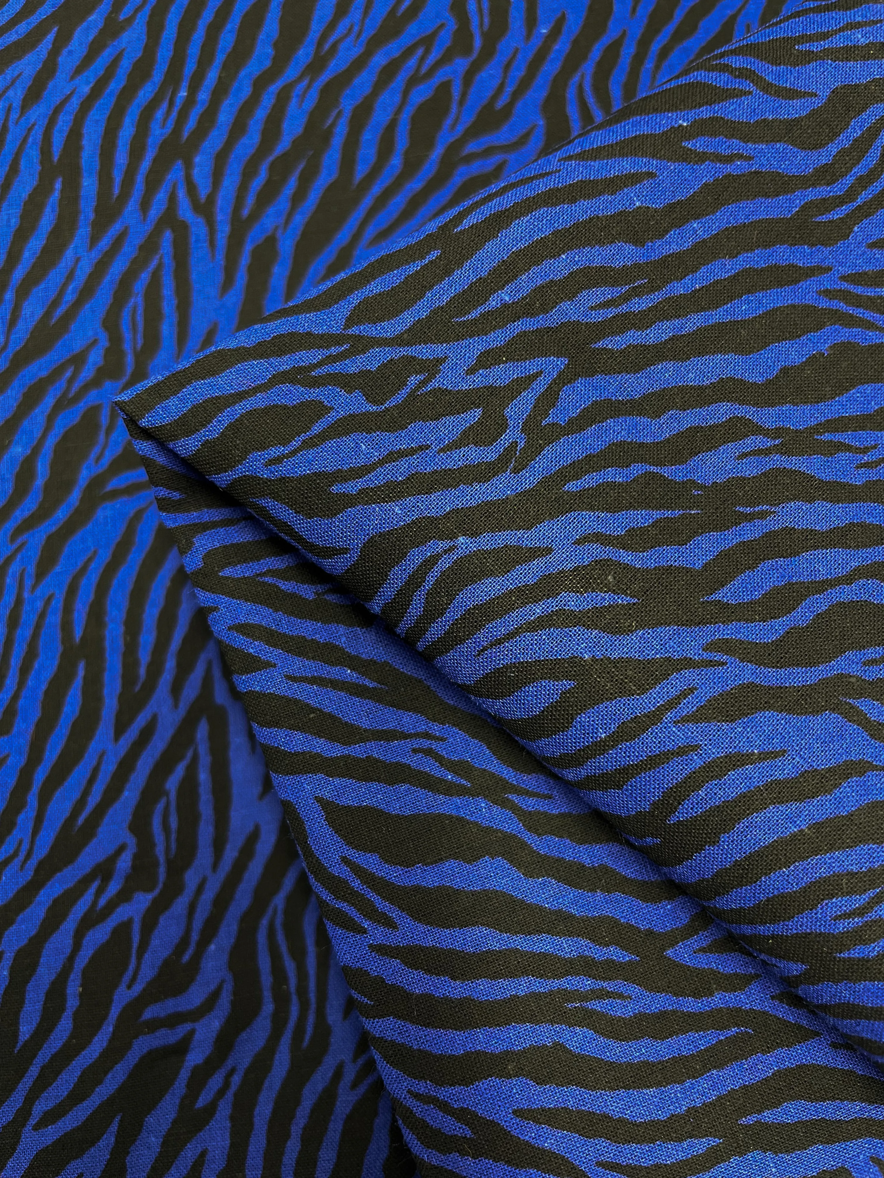 Linen Voile - Cobalt Zebra - 140cm