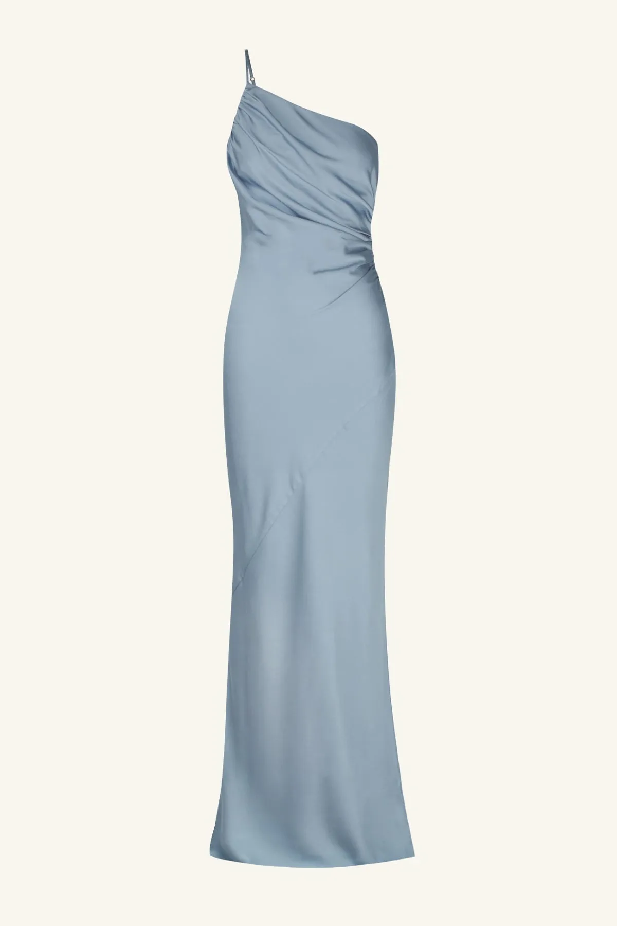 LUXE ASYMMETRICAL GATHERED MAXI DRESS - AZURE