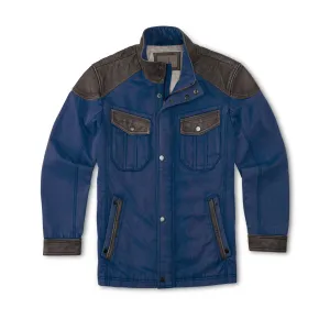 Men's Navy Canvas & Leather Jacket