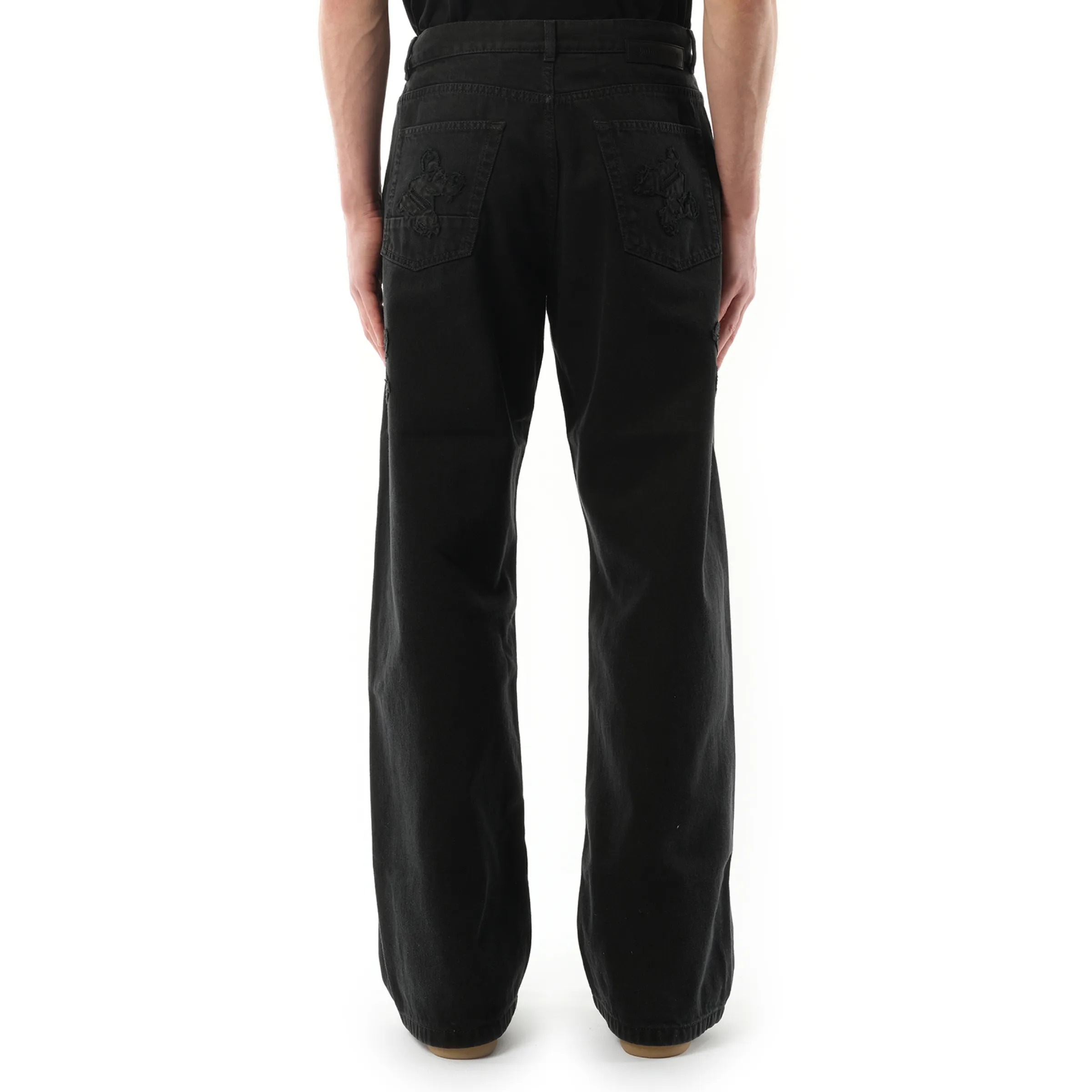 Monogram Loose Denim Pants in Black/Black