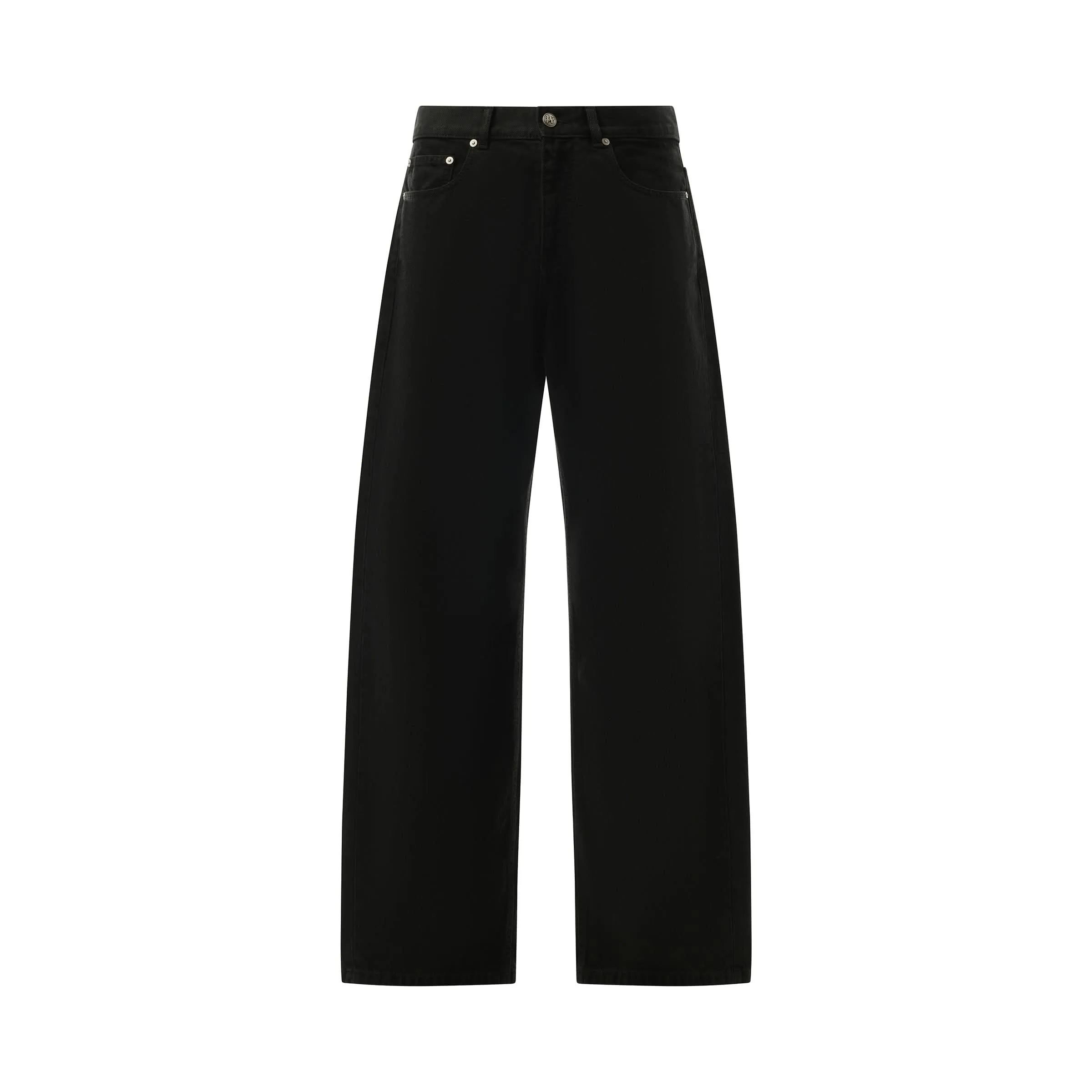 Monogram Loose Denim Pants in Black/Black