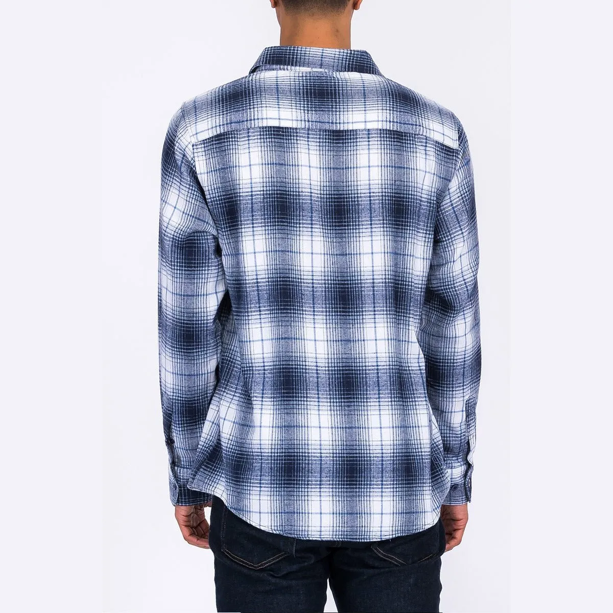 Navy & White Checkered Flannel Shirt