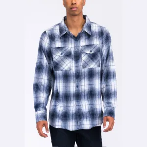 Navy & White Checkered Flannel Shirt