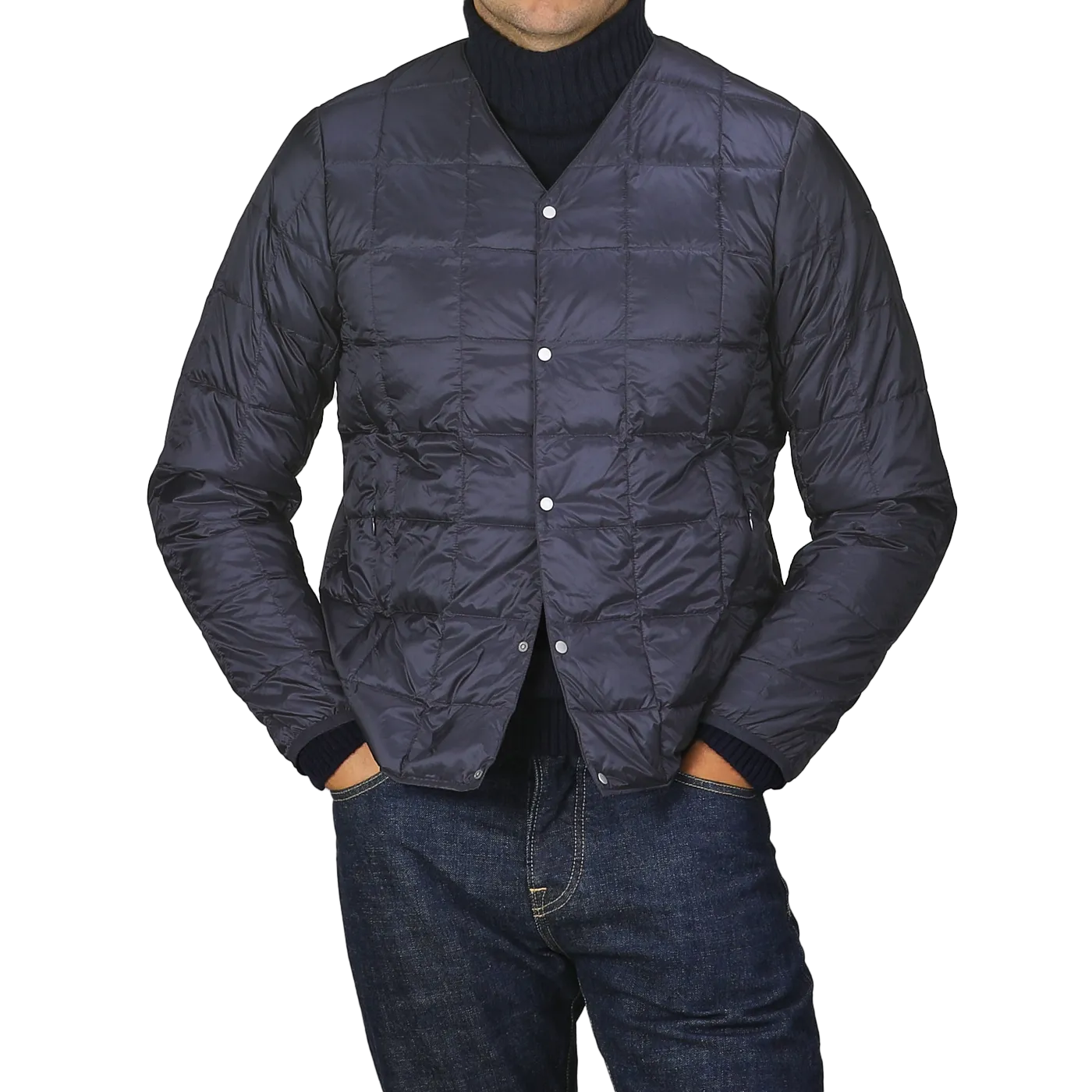 Navy Blue Nylon Down Padded Jacket