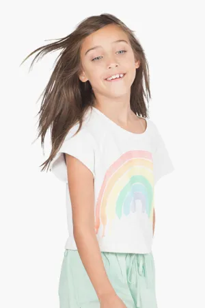 Paper Wings Cropped Rainbow Girls Terry Top (Size 3 left)