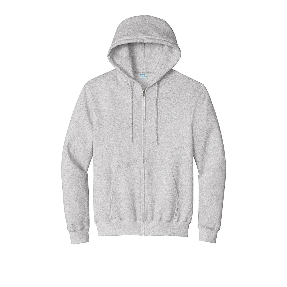 Port & Company® Essential Fleece Full-Zip Hooded Sweatshirt - Ash