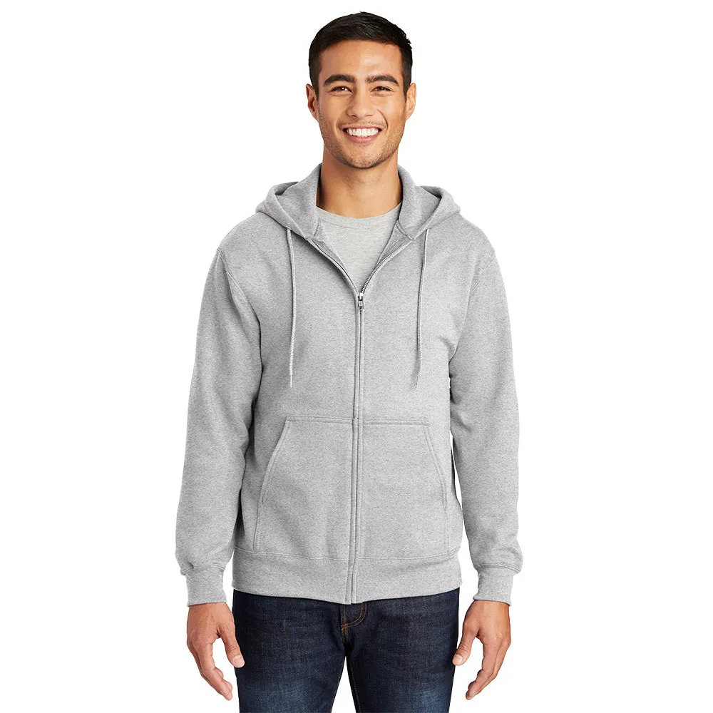 Port & Company® Essential Fleece Full-Zip Hooded Sweatshirt - Ash