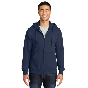 Port & Company® Essential Fleece Full-Zip Hooded Sweatshirt - Navy