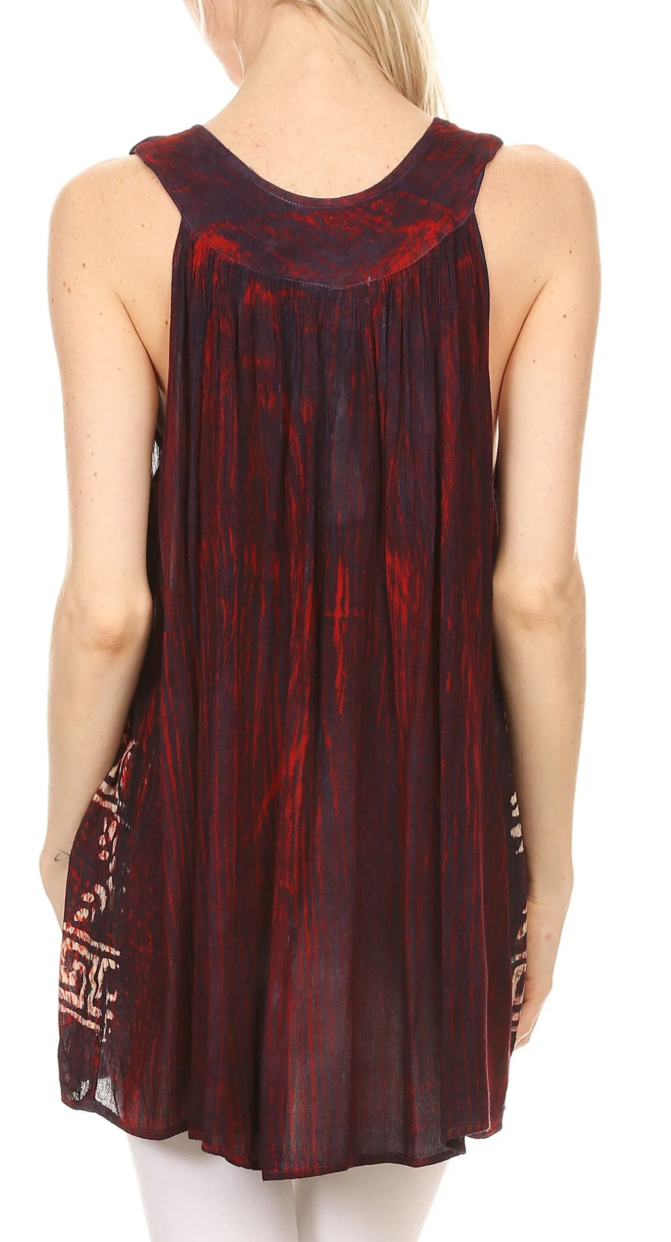 Sakkas Silvia Sleeveless V-neck Printed Tank Top Blouse