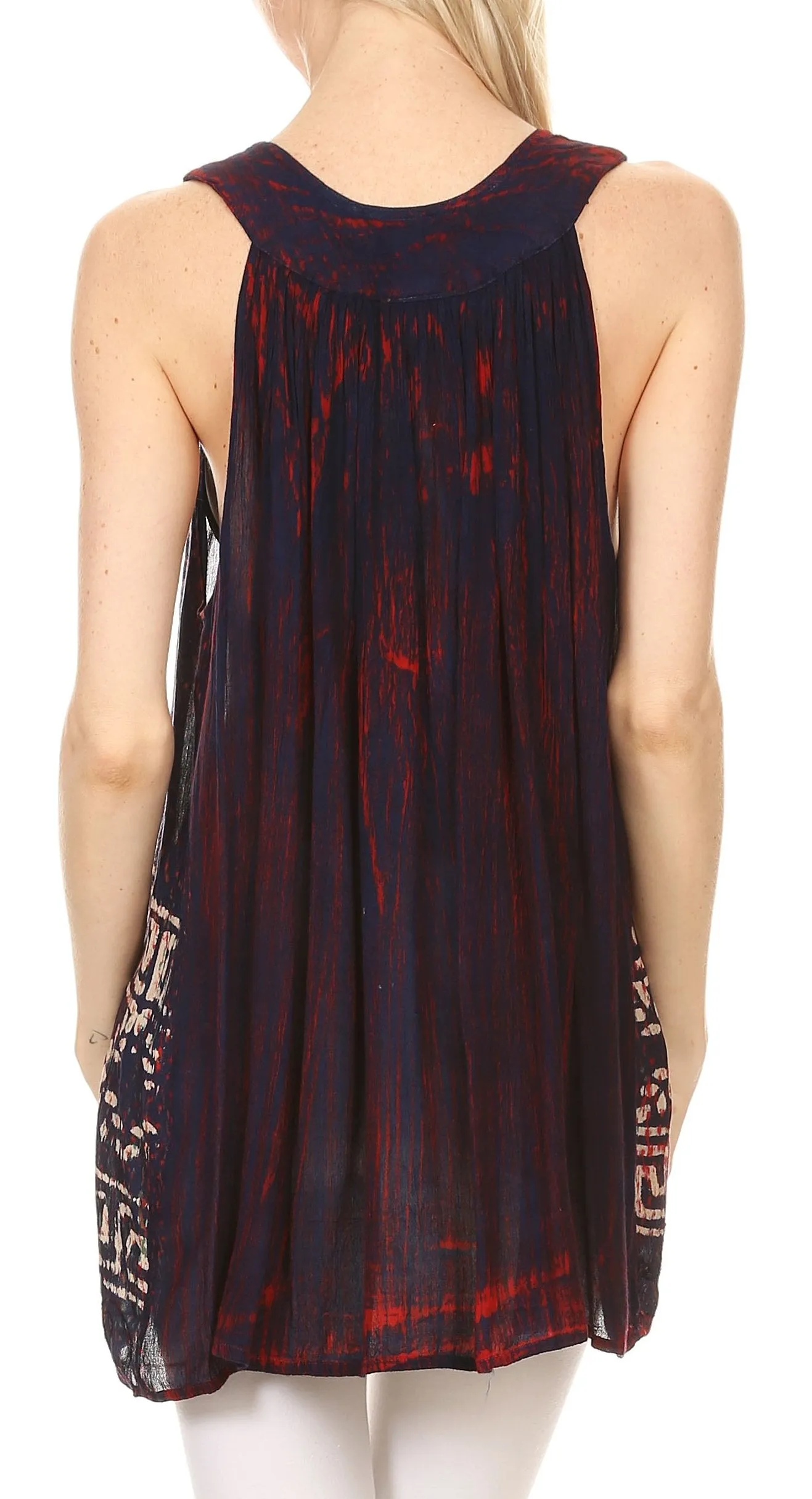 Sakkas Silvia Sleeveless V-neck Printed Tank Top Blouse