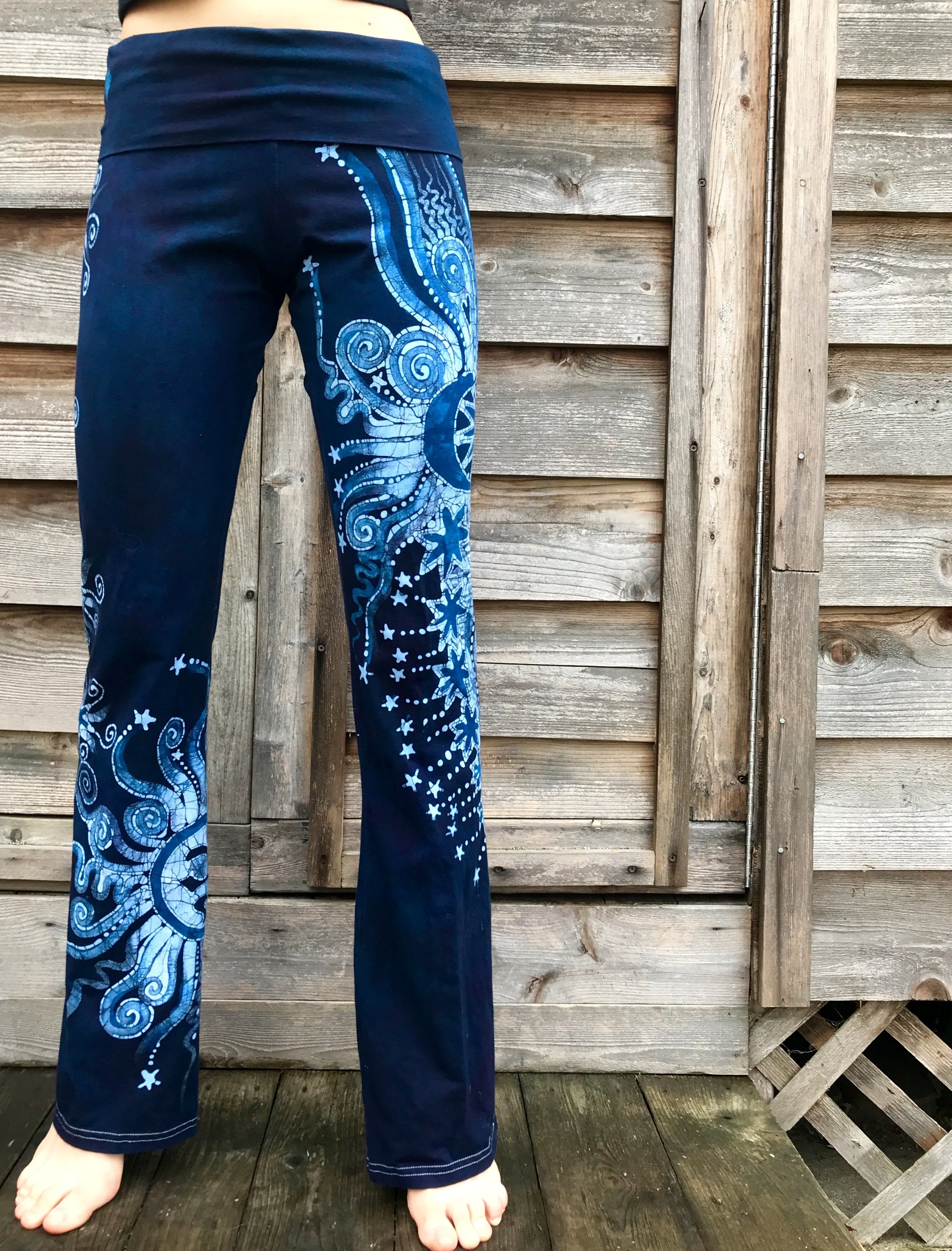 Sapphire Blue Om Handmade Batikwalla Stretchy Movement Pants