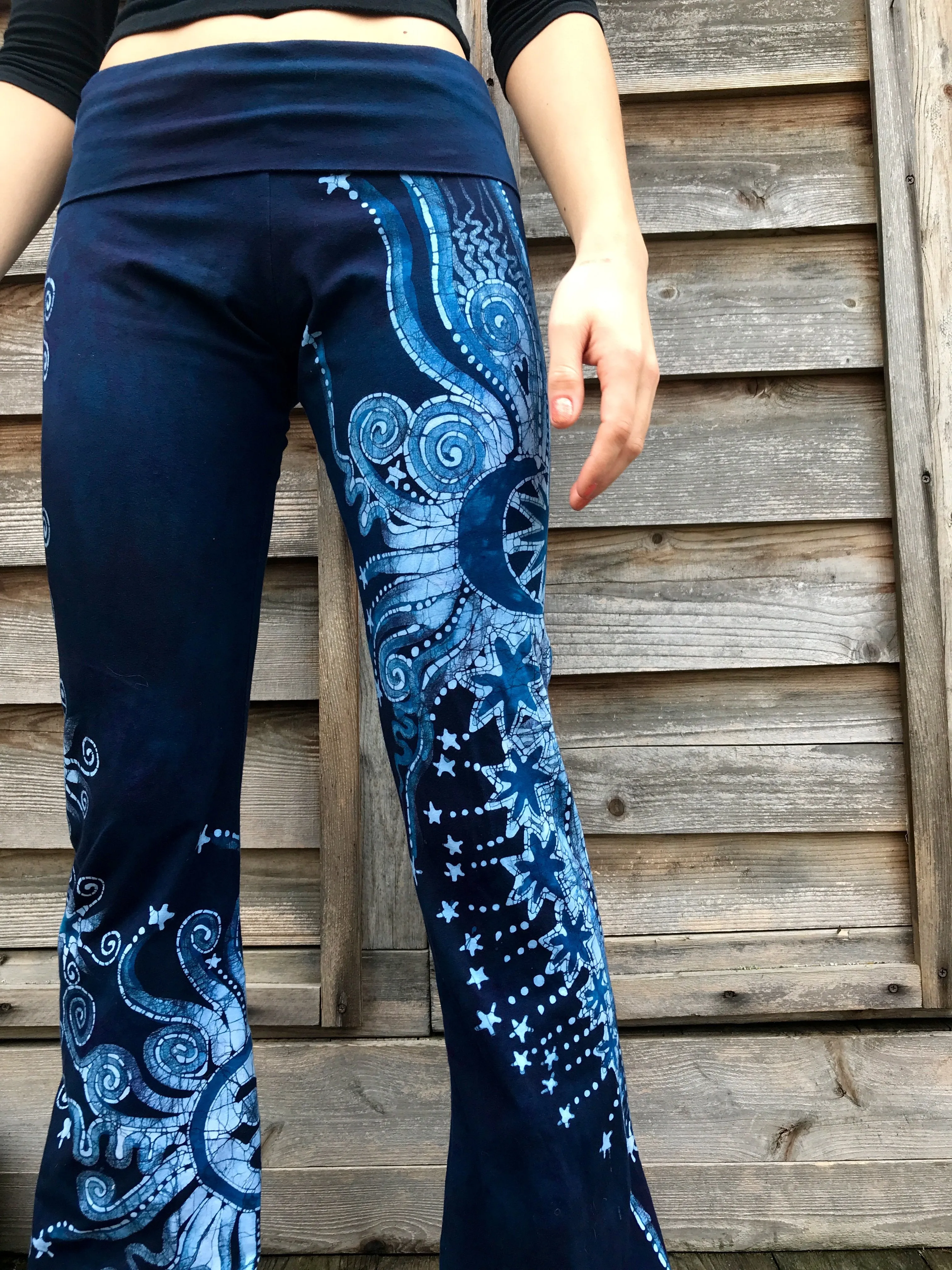 Sapphire Blue Om Handmade Batikwalla Stretchy Movement Pants