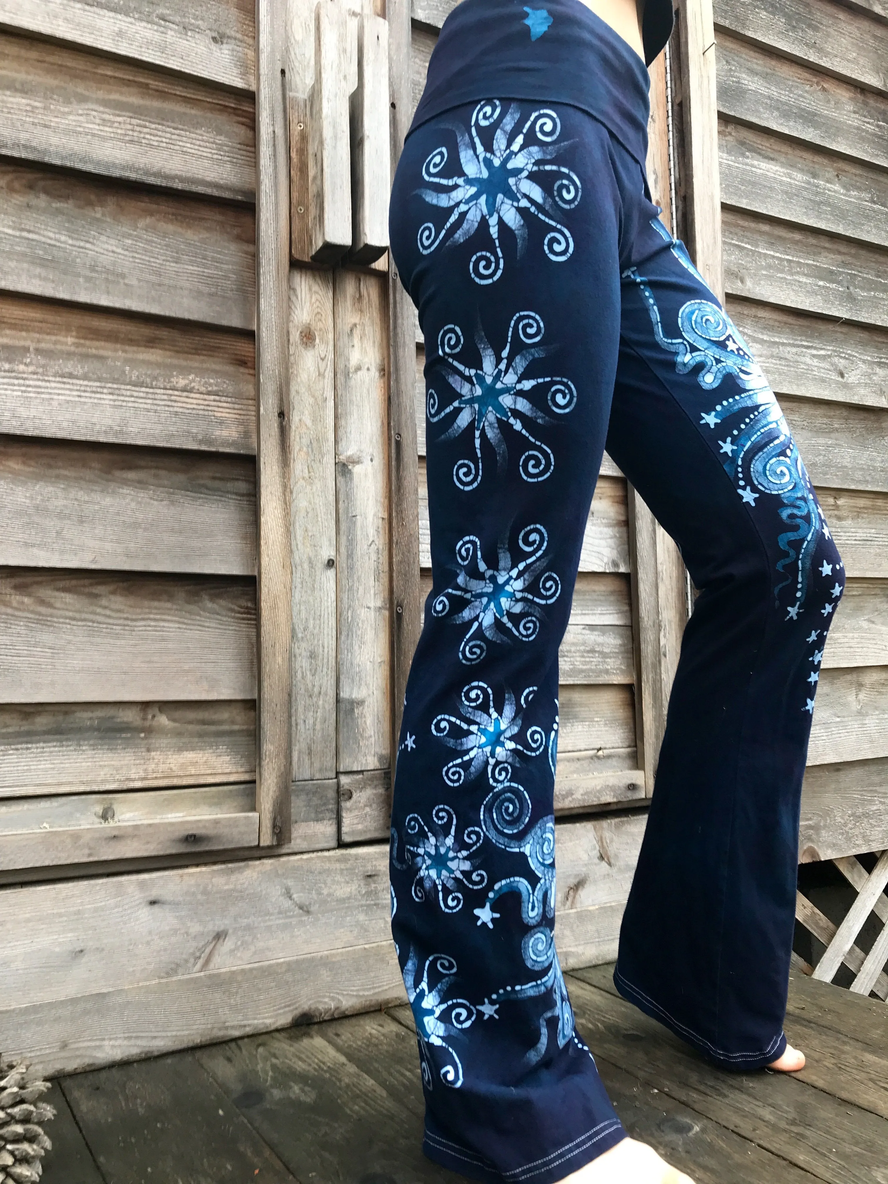 Sapphire Blue Om Handmade Batikwalla Stretchy Movement Pants