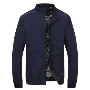 Solid Mandarin Collar Hip Hop Bomber Jacket