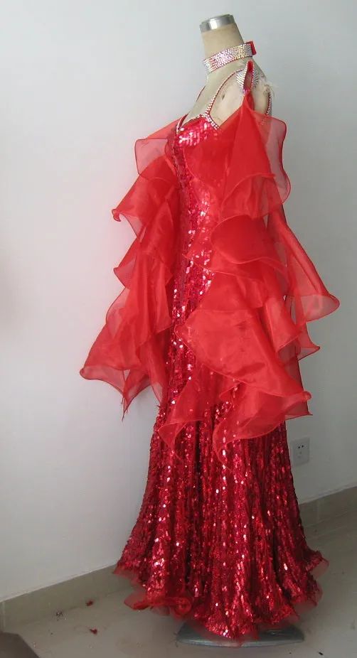 Spicy Red American Smooth or International Standard Ballroom Dance Dress