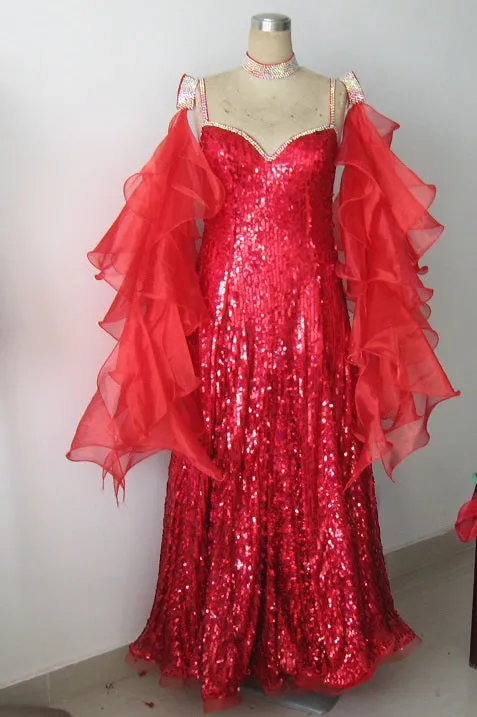 Spicy Red American Smooth or International Standard Ballroom Dance Dress