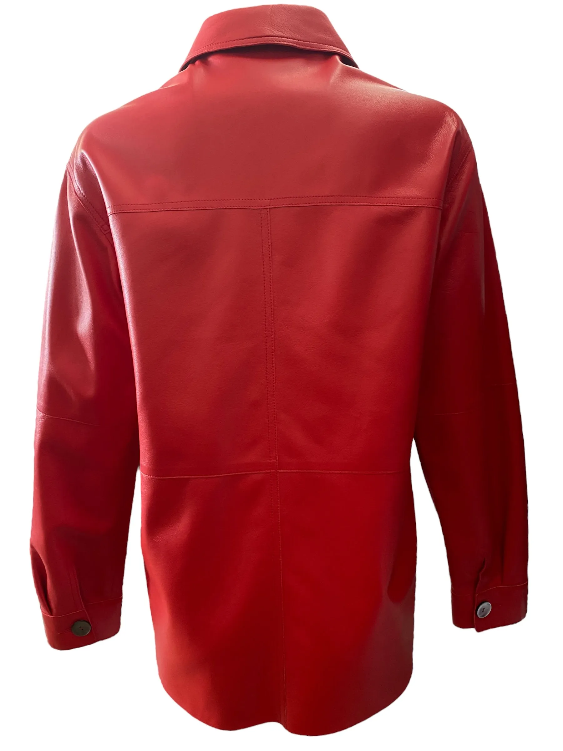 Suprema Soft Leather Shacket - Red