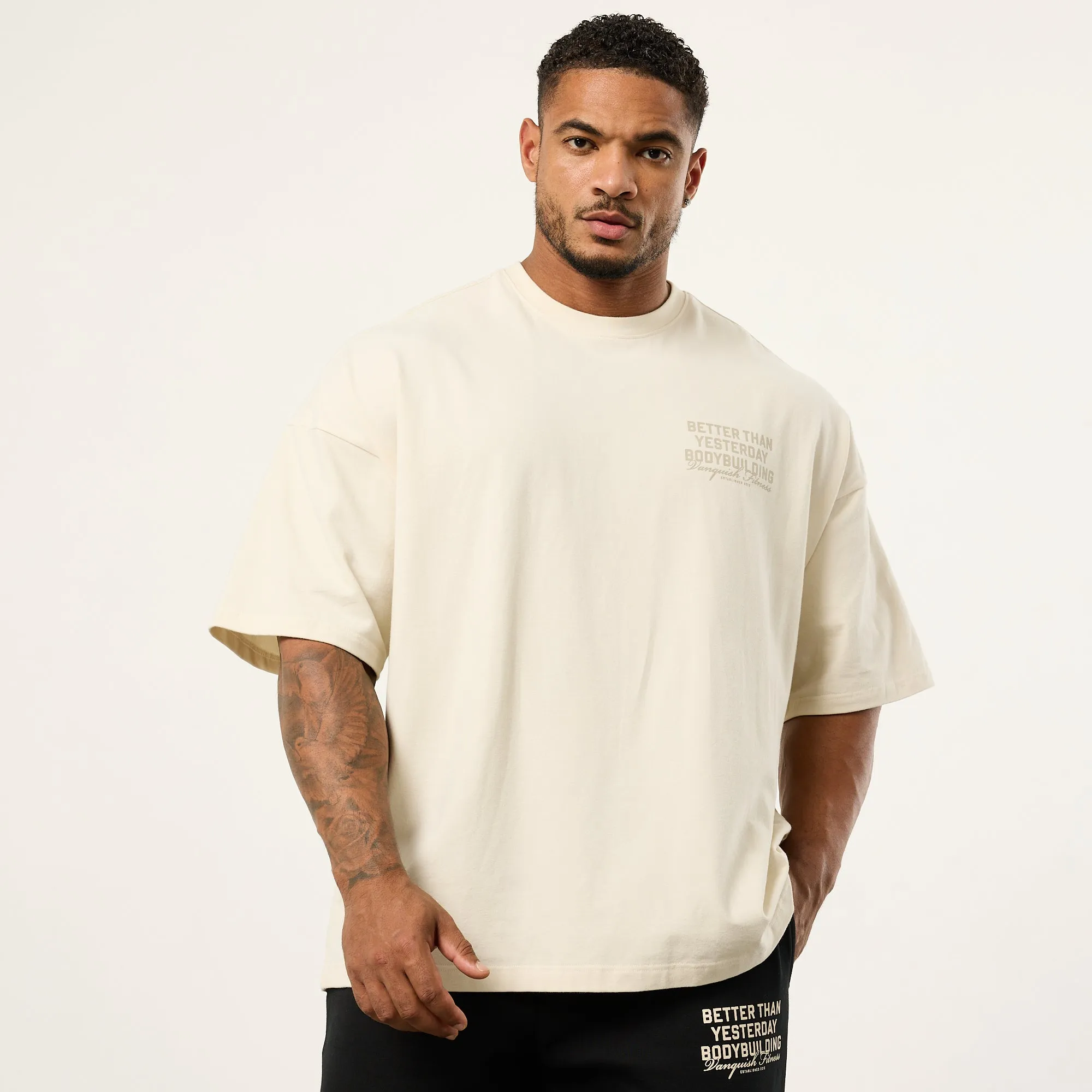 Vanquish Bodybuilding Vintage White Boxy Oversized T Shirt